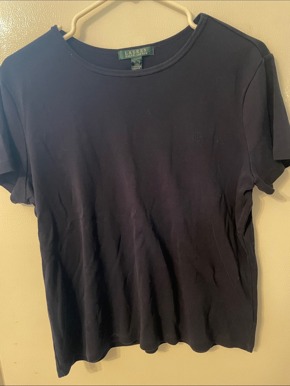 Lauren Ralph Lauren XL 100% Cotton Dark Navy Short Sleeve Crew Tee Everyday Wear